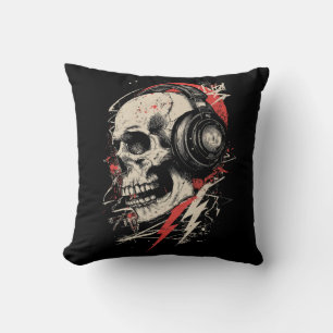 DJ Skull Hörlurar Blixt Musik Elektronisk Fått Kudde