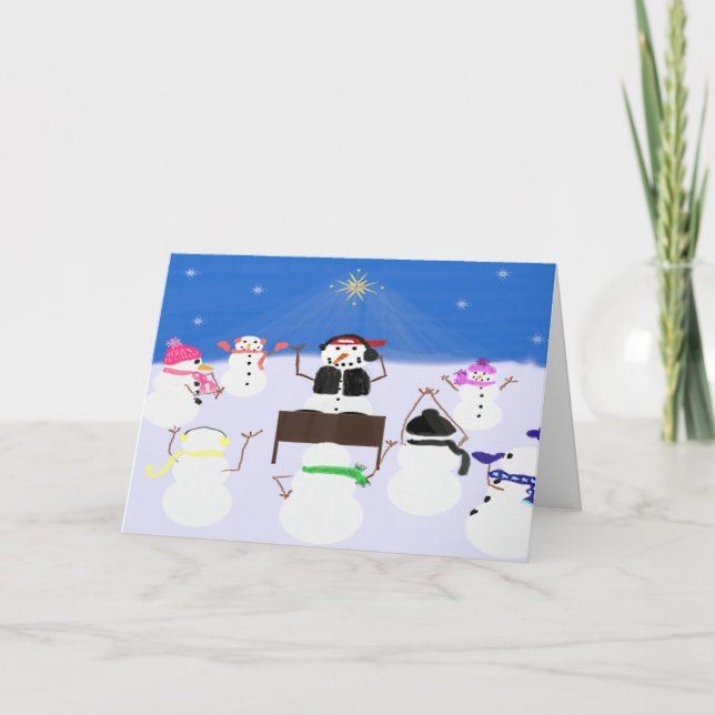 Dj-snögubbe och vänkort helgkort (Framsida)