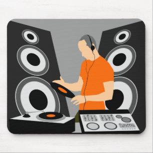 Dj-snurrvinyl på däck musmatta
