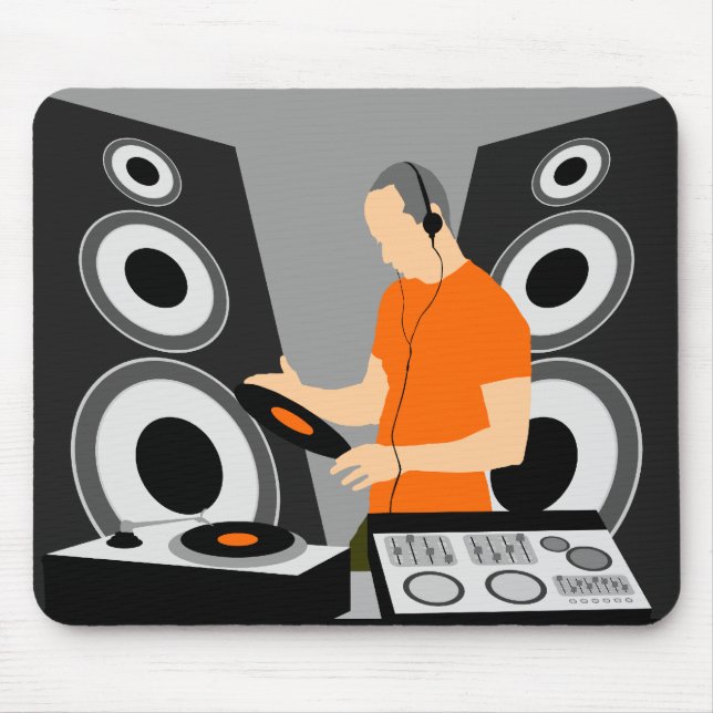 Dj-snurrvinyl på däck musmatta (Framsidan)
