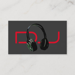 DJ Snyggt Red Grått Background Headphone Visitkort