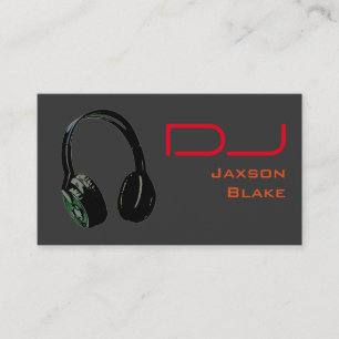 DJ Snyggt Red Orange Grått Background Headphone Visitkort