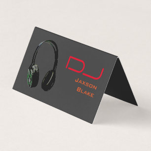 DJ Snyggt Red Orange Grått Background Headphone Visitkort