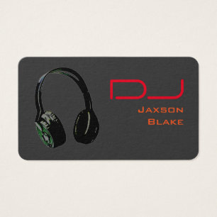 DJ Snyggt Red Orange Grått Headphone Profile Card Visitkort