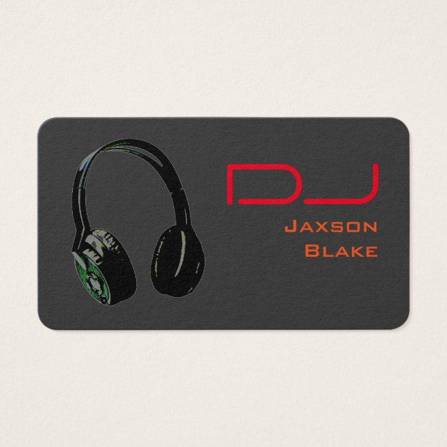 DJ Snyggt Red Orange Grått Headphone Profile Card Visitkort (Framsidan)