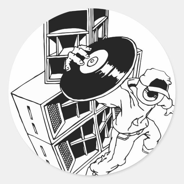 DJ & Speakers Runt Klistermärke (Framsida)