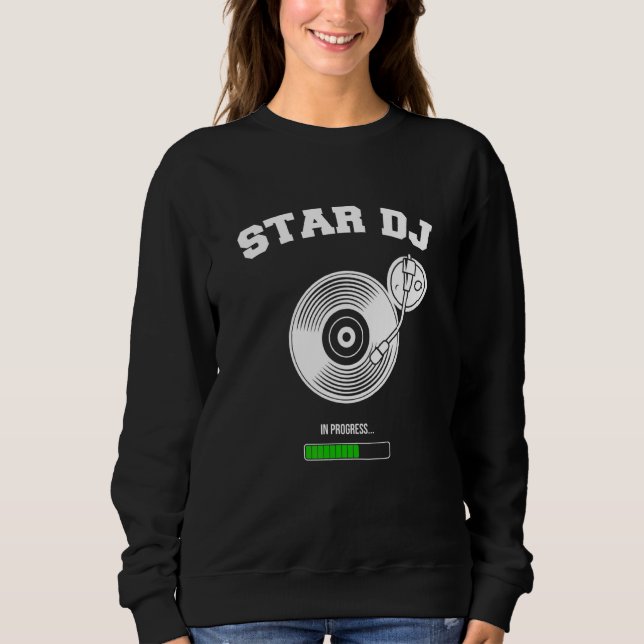 Dj Star Deejay Vinyl Turntable Headphone Party Di T Shirt (Framsida)