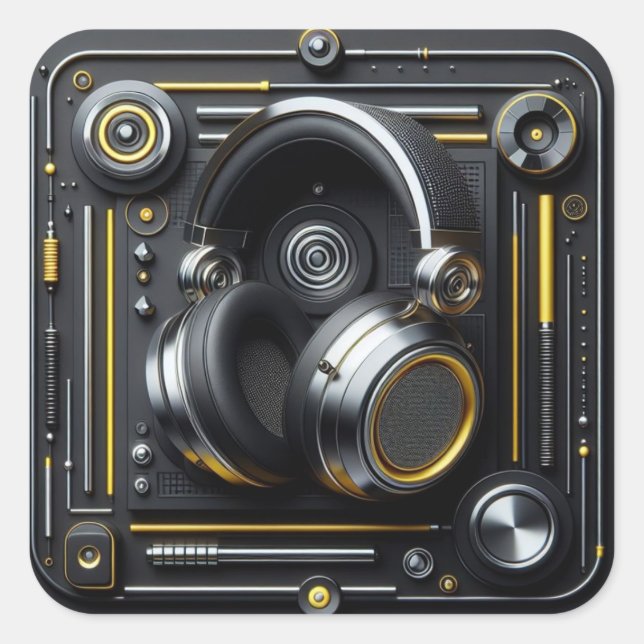 DJ Sticker Fyrkantigt Klistermärke (Framsida)