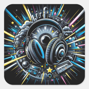 DJ Sticker Fyrkantigt Klistermärke