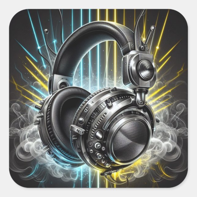 DJ Sticker Fyrkantigt Klistermärke (Framsida)