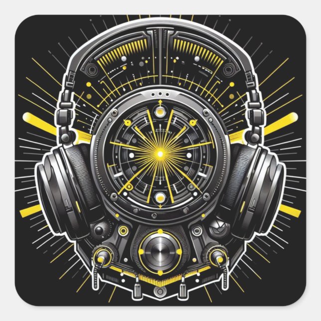 DJ Sticker Fyrkantigt Klistermärke (Framsida)