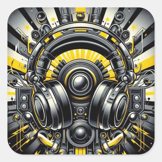 DJ Sticker Fyrkantigt Klistermärke (Framsida)