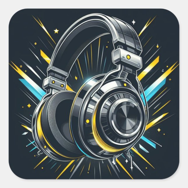 DJ Sticker Fyrkantigt Klistermärke (Framsida)