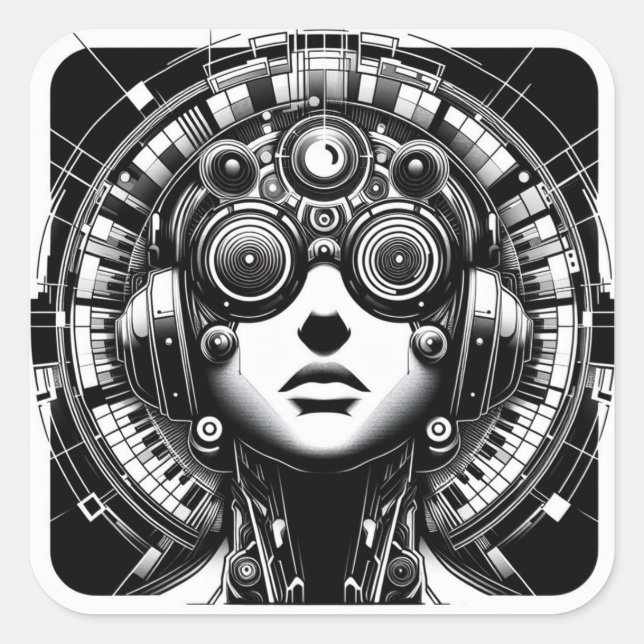 DJ Sticker Fyrkantigt Klistermärke (Framsida)