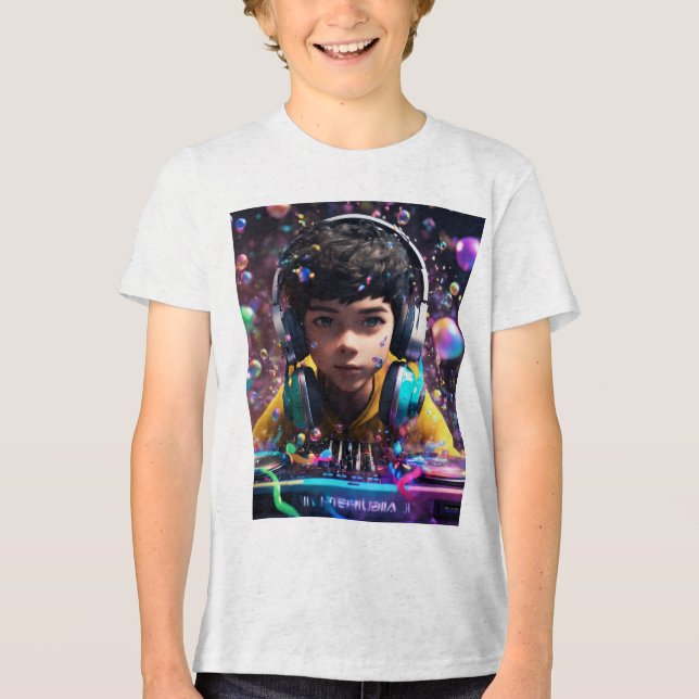 DJ Stil Youth Tri-blend T-Shirt - Perfekt för Mus (Framsida)