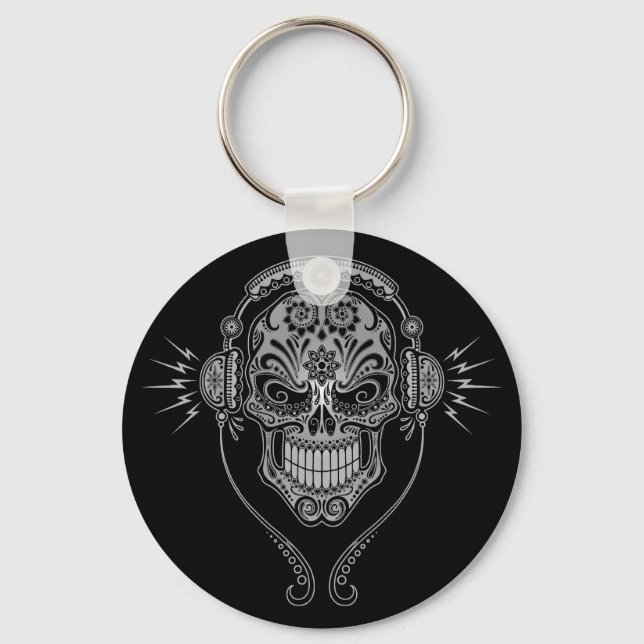 DJ Sugar Skull - Black Nyckelring (Framsida)
