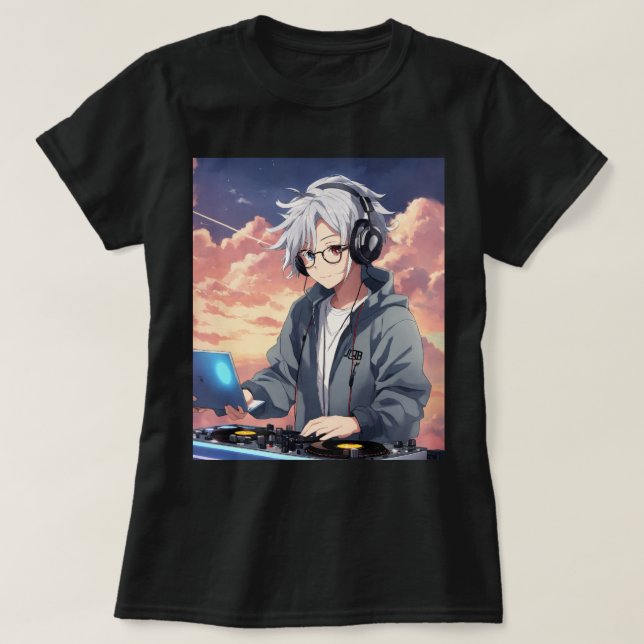 DJ t-shirt i typiska egenskaper har en slimmad och (Design framsida)