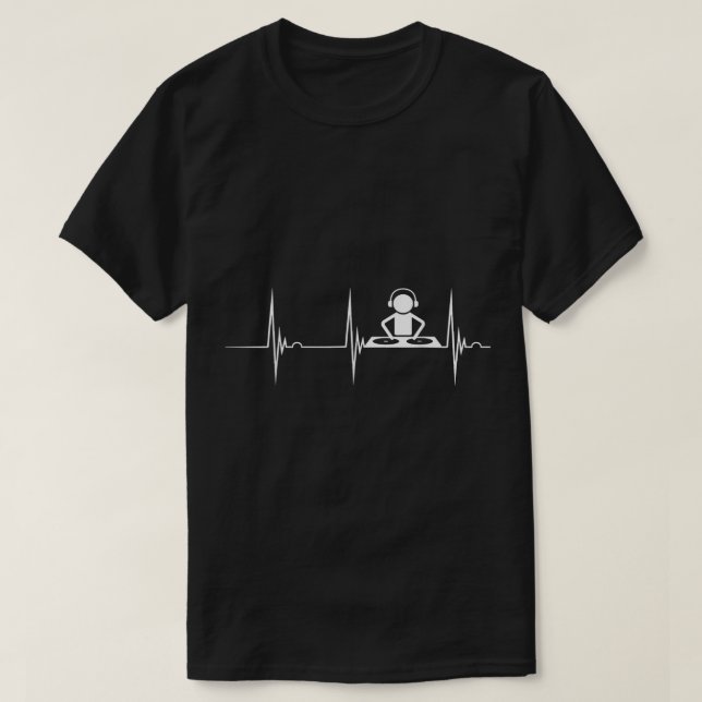 DJ Techno Turntable DJ Heartslag EKG Pulse Dance M T Shirt (Design framsida)