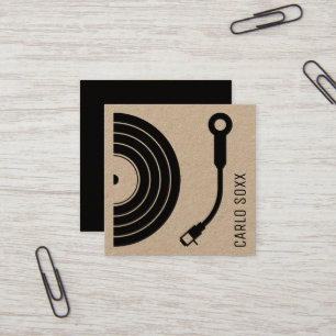 DJ-tecken som vinylregistreringsskylt (retro) Fyrkantigt Visitkort