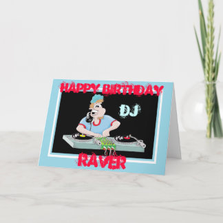 DJ tecknad lycklig birtday raver-kort Kort