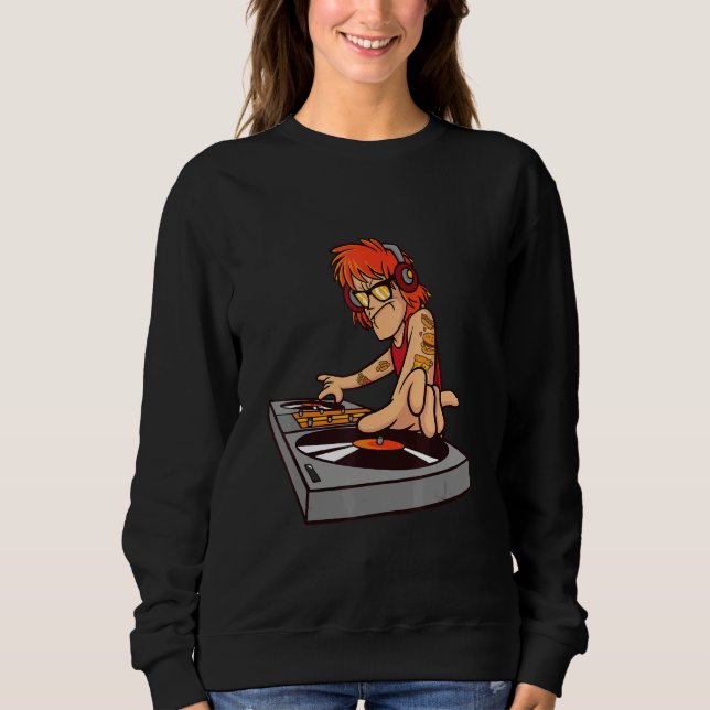Dj Turntable Bass Music Deejay Sten hörlursdel T Shirt (Framsida)