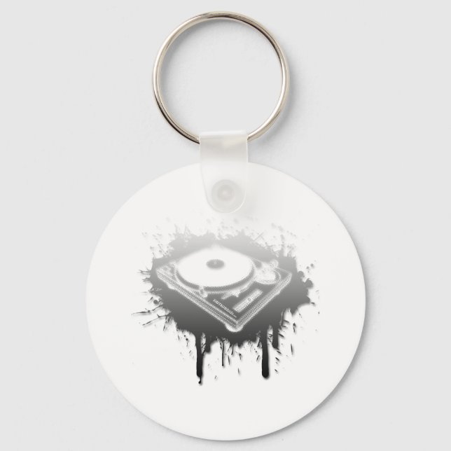 DJ Turntable Graffiti - Music Vinyl Disk Jockey Nyckelring (Framsida)
