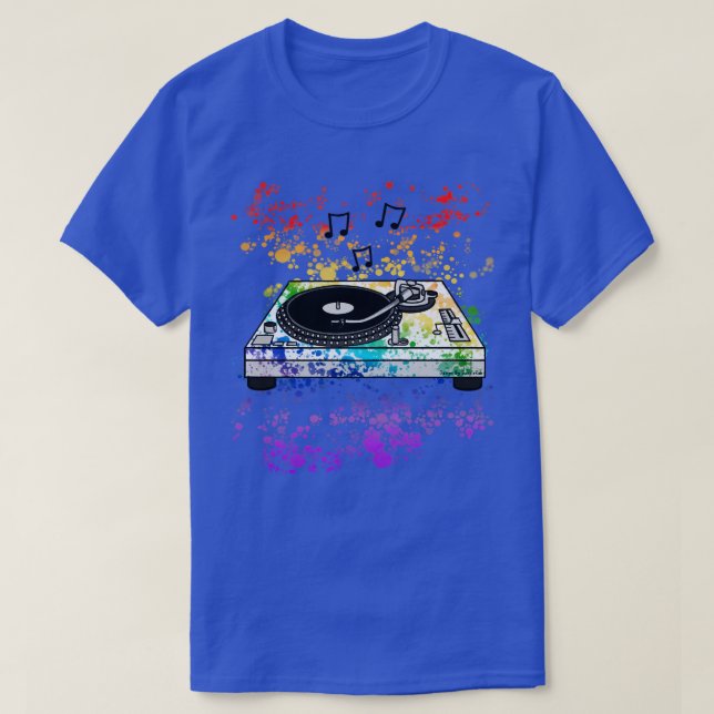 DJ Turntable Rainbow Färg Music Producer Musici T Shirt (Design framsida)