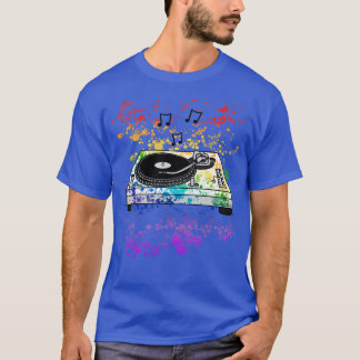 DJ Turntable Rainbow Färg Music Producer Musici T Shirt