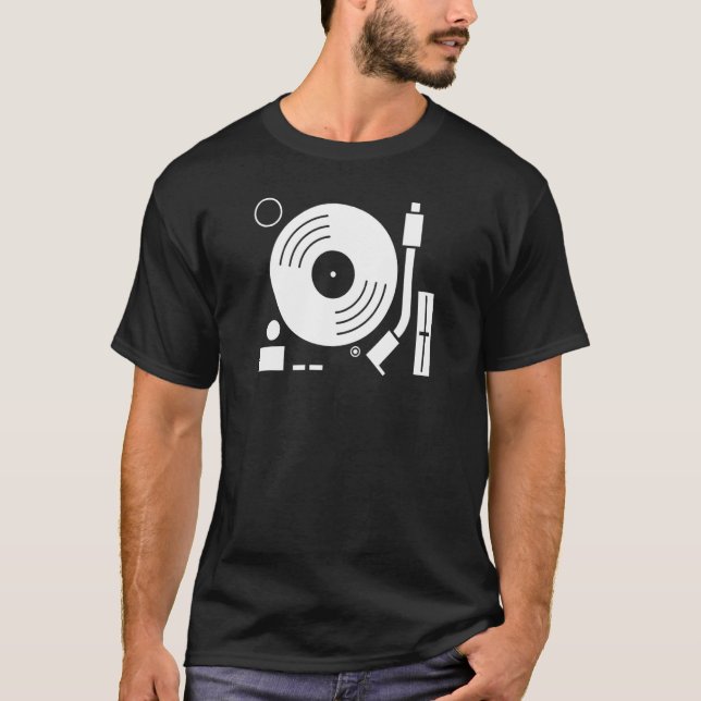 DJ Turntable Record Deck T Shirt (Framsida)