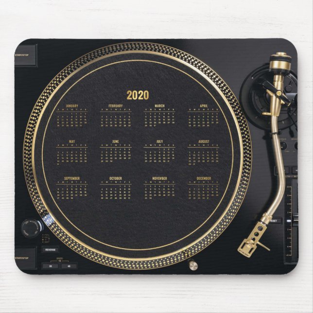 DJ Turntable with endar 2020 Mousepad Musmatta (Framsidan)
