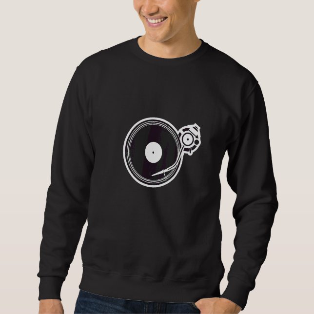 Dj Turntable with Stylus and Nål Graphic Scratc Lång Ärmad Tröja (Framsida)