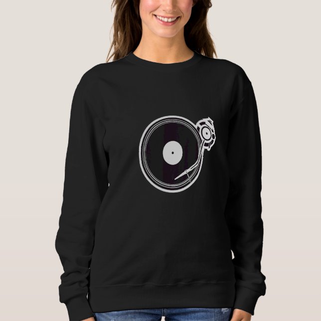 Dj Turntable with Stylus and Nål Graphic Scratc T Shirt (Framsida)