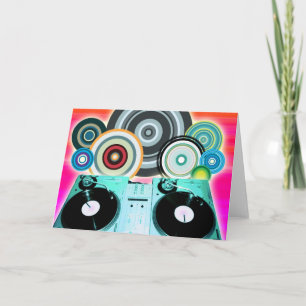 DJ Turntable with Vinyl - Pop Art Kort