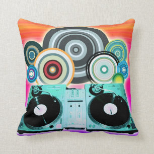DJ Turntable with Vinyl - Pop Art Kudde