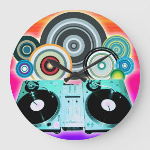 DJ Turntable with Vinyl - Pop Art Stor Klocka