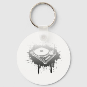 Dj-Turntablegrafitti - musikvinyldiskjockey Nyckelring