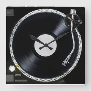 Dj-turntableväggen tar tid på fyrkantig klocka