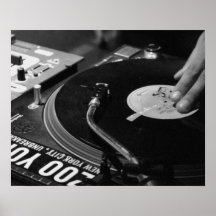 DJ Vinyl Black and White Poster redigera för storl