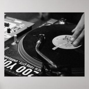 DJ Vinyl Black and White Poster redigering för sto