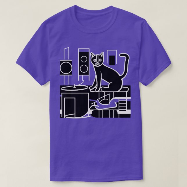 DJ Vinyl Cat T Shirt (Design framsida)