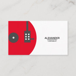 DJ Vinyl Record Modern Red Visitkort