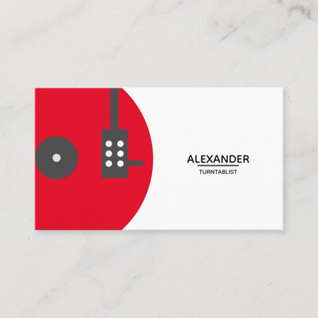 DJ Vinyl Record Modern Red Visitkort (Framsida)