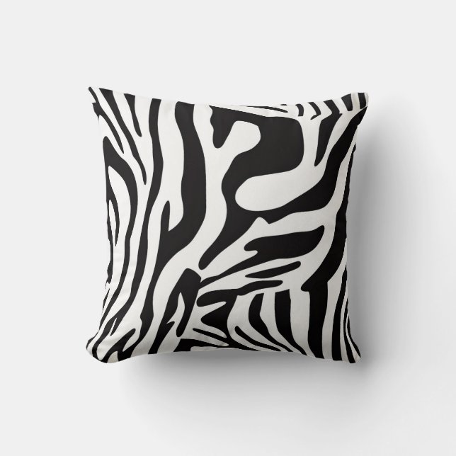 Djaliersvart och vit zebra stil kudde (Framsida)