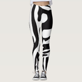 Djaliersvart och vit zebra stil leggings