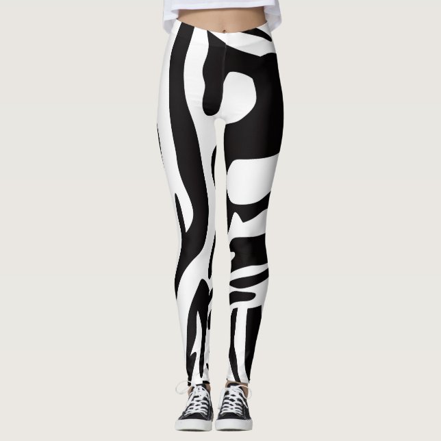 Djaliersvart och vit zebra stil leggings (Framsida)
