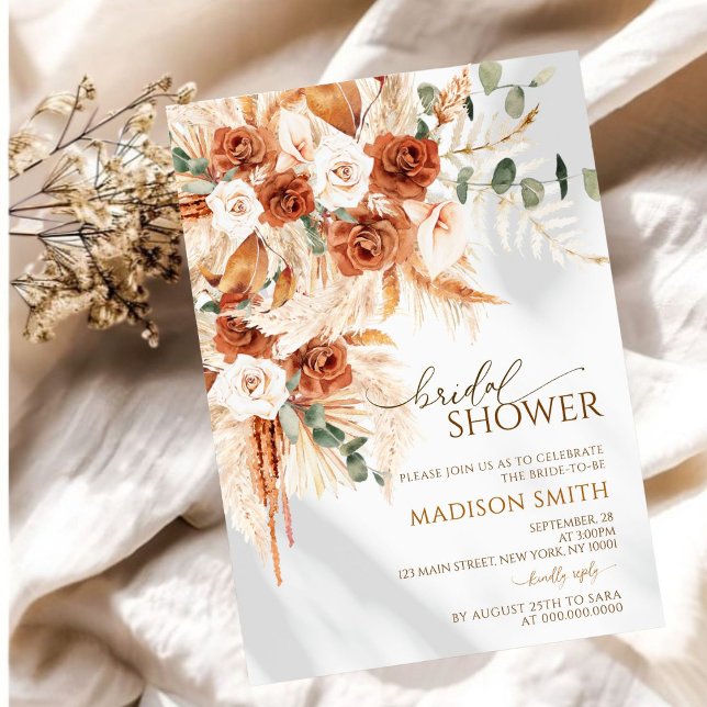 Djärf Ljust Terrakotta Boho Bohemisk Bröllopsfest Inbjudningar (Skapare uppladdad)