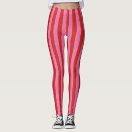 Djärka rosa och röda cirkus nöjesfältsränder leggings