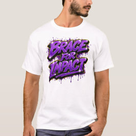 Djärkt lila ”Förbered dig för stöt” Graffiti T Shirt