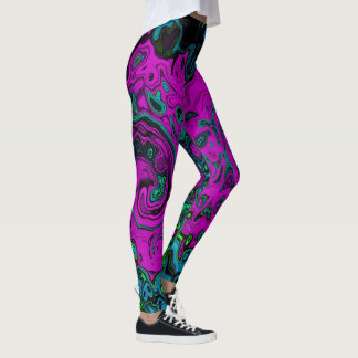 Djärkt Magenta Abstrakt Groovy Flytande Konst Virv Leggings