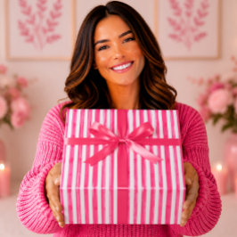 Djärkt Magenta Rosa Vattenfärg Ränder Presentpapper